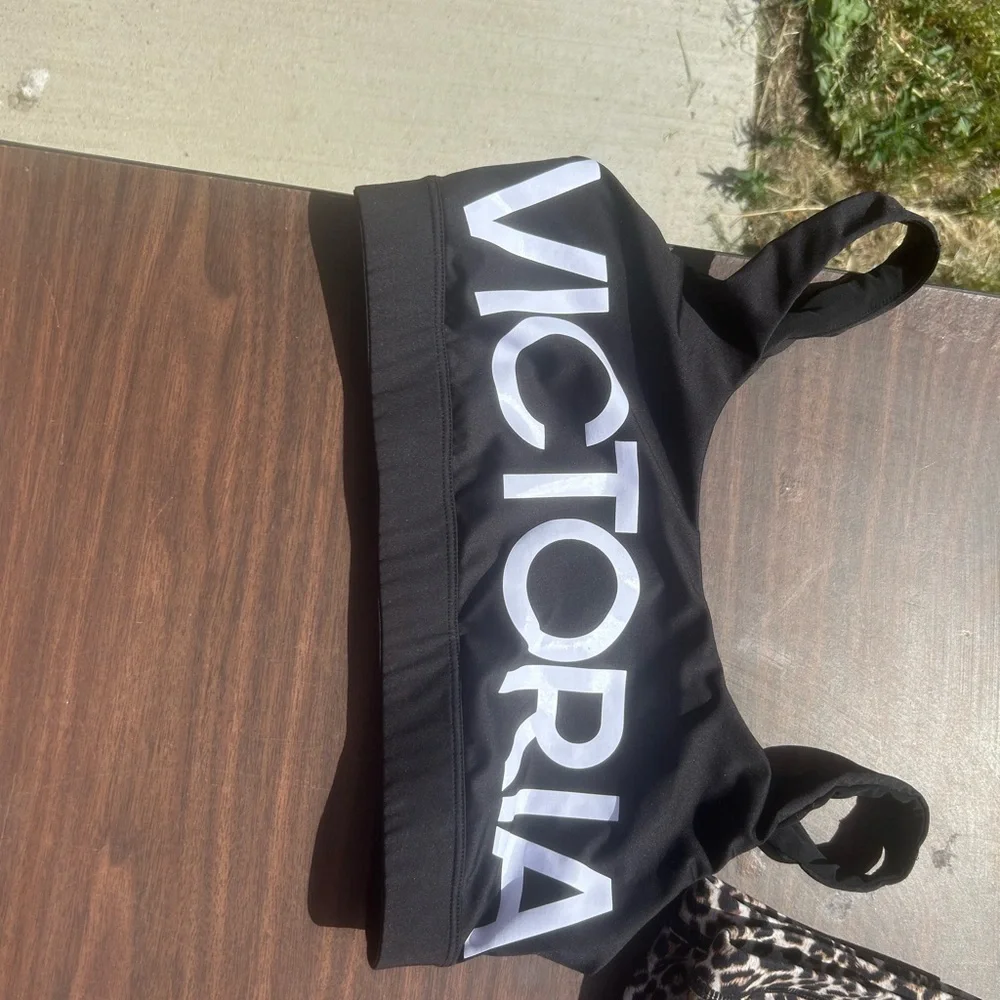 Victoria's Secret Black SPORTS Logo Bikini Top